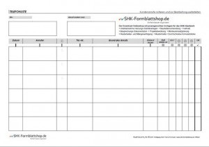 Auf dem Formblatt „Telefonliste“ von SHK-Formblattshop.de notieren die 
Mitarbeiter im Büro eingehende Anrufe.