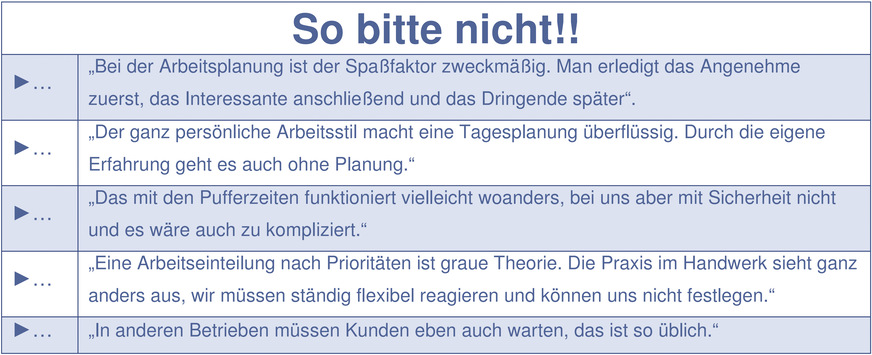 Falsche Argumente verhindern eine gute Planung und Priori﻿sierung