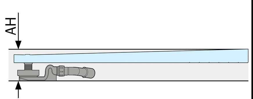 Die Aufbauhöhe AH liegt minimal bei 84 mm