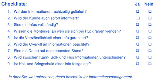 Checkliste zum Stand des Informationsmanagements im eigenen Betrieb