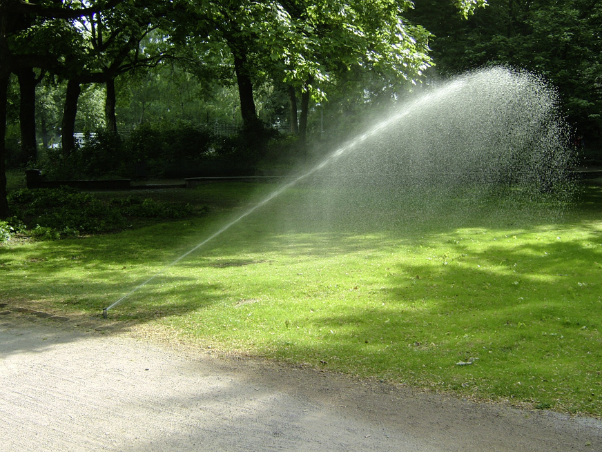 Bewässerung der Taunusanlage in Frankfurt/M. Zukünftig vielleicht auch ressourcenschonend aus den ständigen Grundwasserhaltungen einiger Büro- und Bankhochhäuser, die bisher ungenutzt in die Regenwasserkanalisation eingeleitet werden?