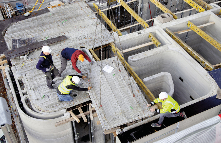 Auf der Baustelle mussten die einzelnen Fertigteil­deckenelemente nur noch miteinander verbunden werden.