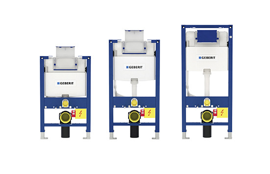 Die Spülkästen der Geberit-Serie Omega sind in den Bauhöhen 82, 98 und 112 cm erhältlich