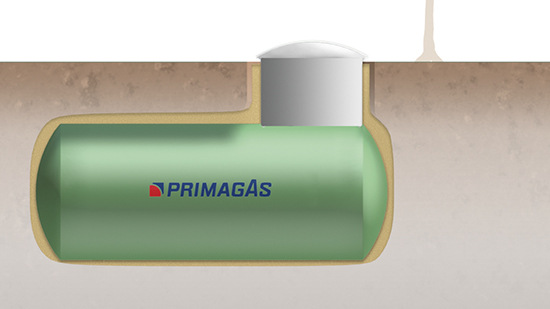 Ein erdgedeckter Behälter für Flüssiggas