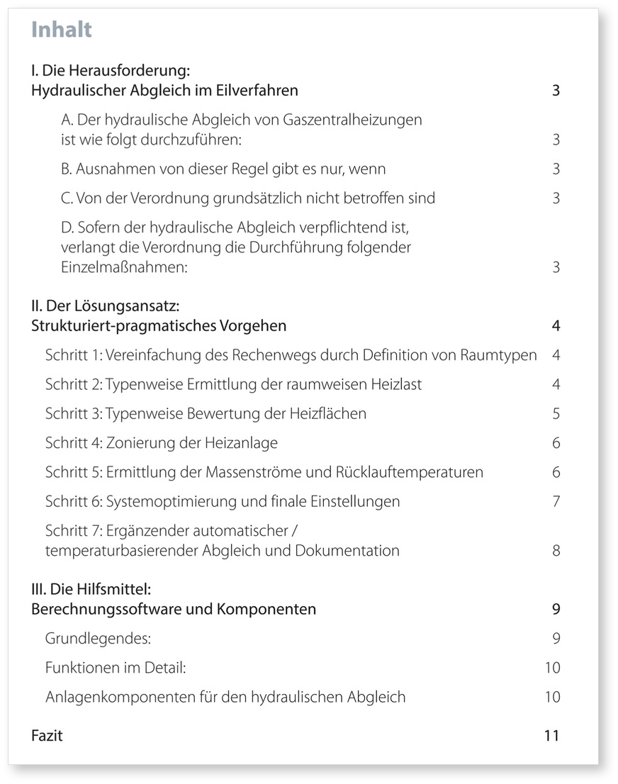 Das Inhaltsverzeichnis der Fachinformation (Whitepaper) von Danfoss zeigt die überschaubaren Schritte für einen effizienten Fortschritt.