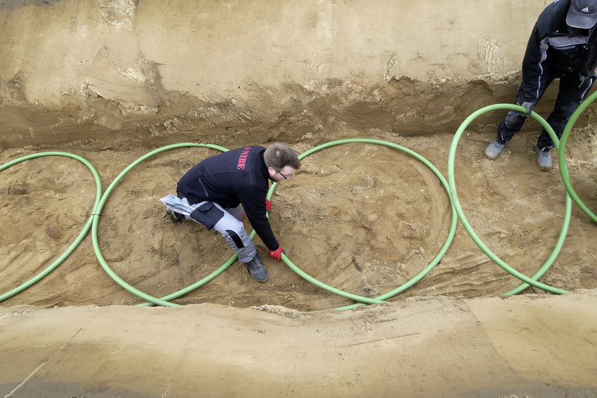Der Ringgrabenkollektor in waagerechter Verlegung.