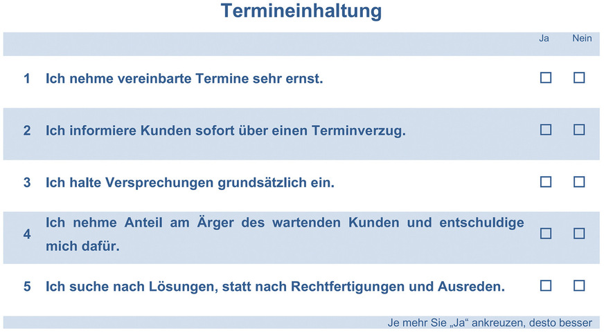 Je mehr Sie „JA“ ankreuzen, desto besser.