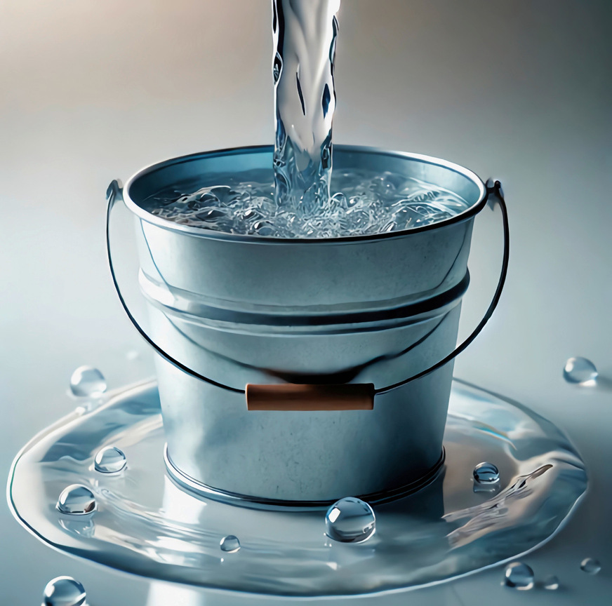 Der KV-Wert eines Ventils lässt sich gut herleiten, wenn man über dieses Ventil ­gedanklich einen Eimer befüllt. Das Ventil ist in Fließrichtung hinter einem Druckminderer eingebaut, der auf 1 Bar Ausgangsdruck eingestellt ist. Wer dieses Bild im Kopf behält, kann den KV-Wert eines Ventils jederzeit deuten.