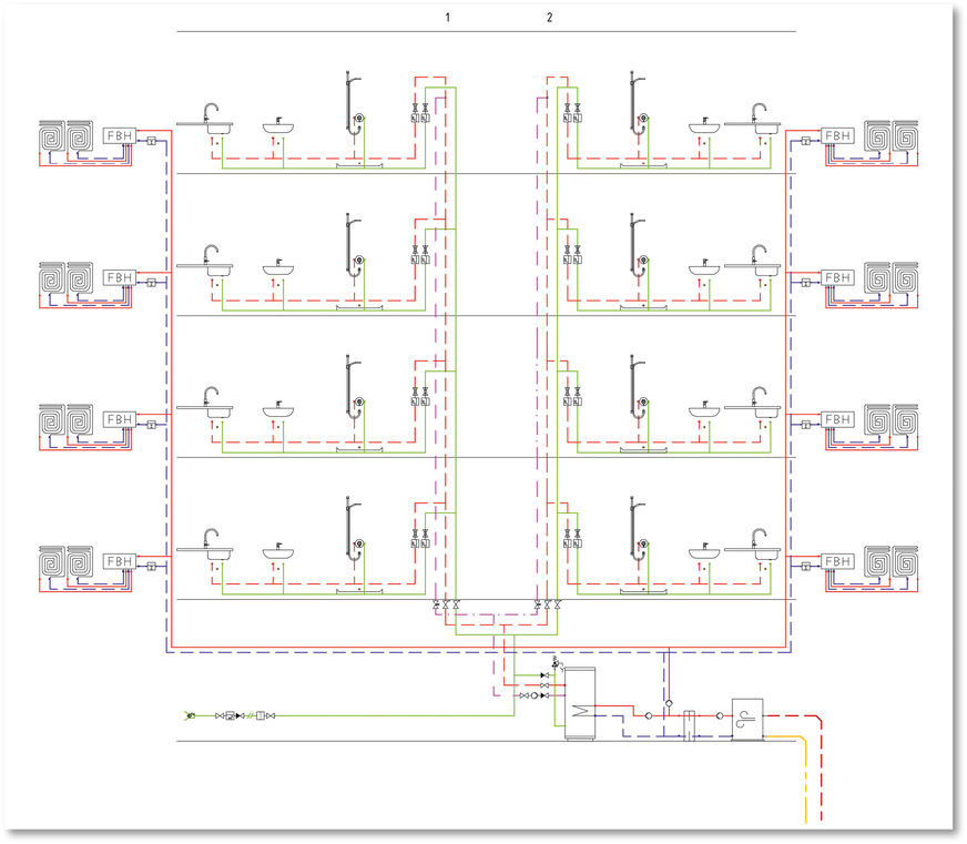 Im Standard 1 wird das Trinkwasser erwärmt an die Wohnungen geliefert. Eine Zirkulation ist daher zwingend erforderlich.