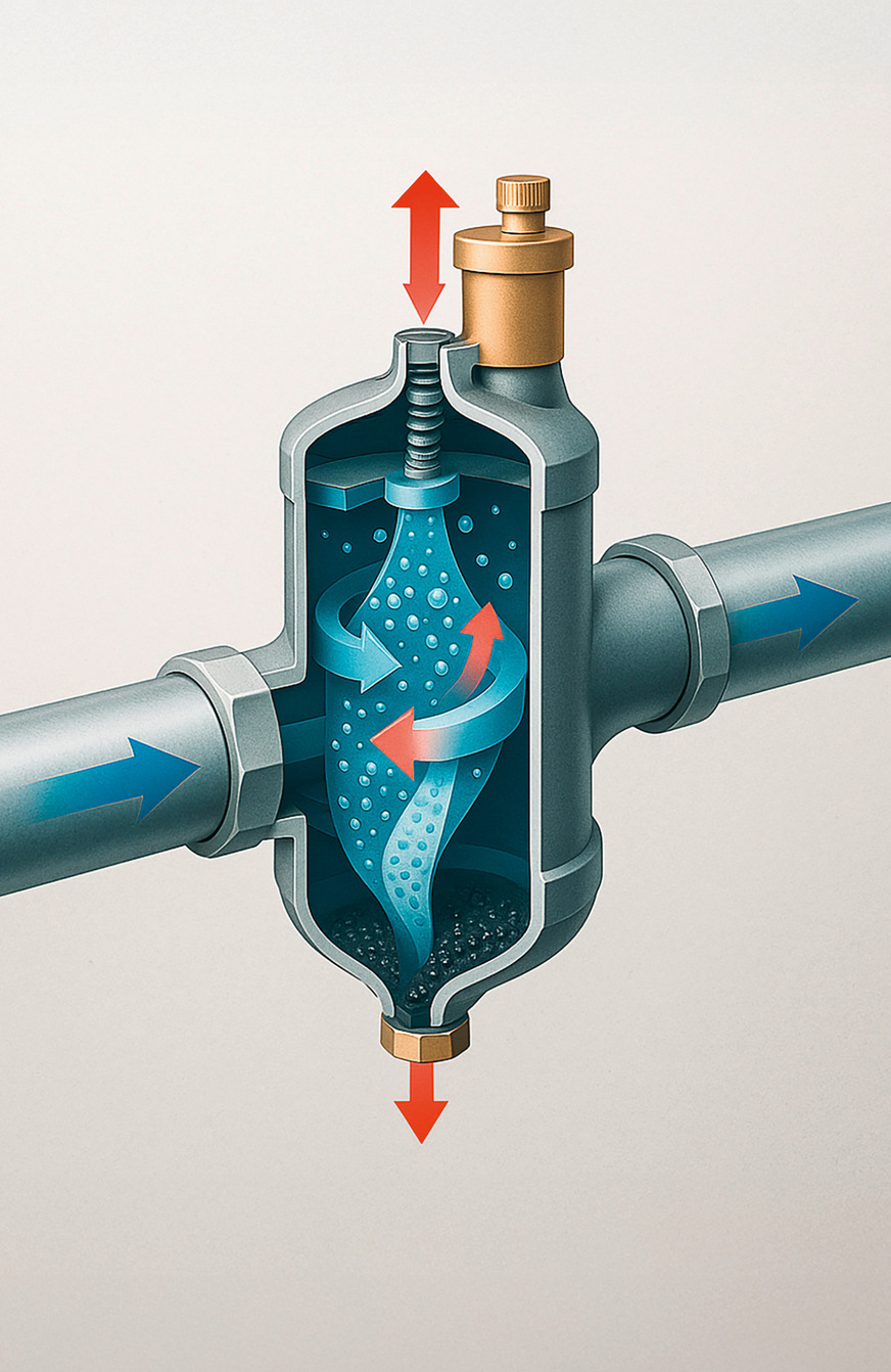 Durch Mikroblasenabscheider wird Sauerstoff aus dem Heizungswasser entfernt.