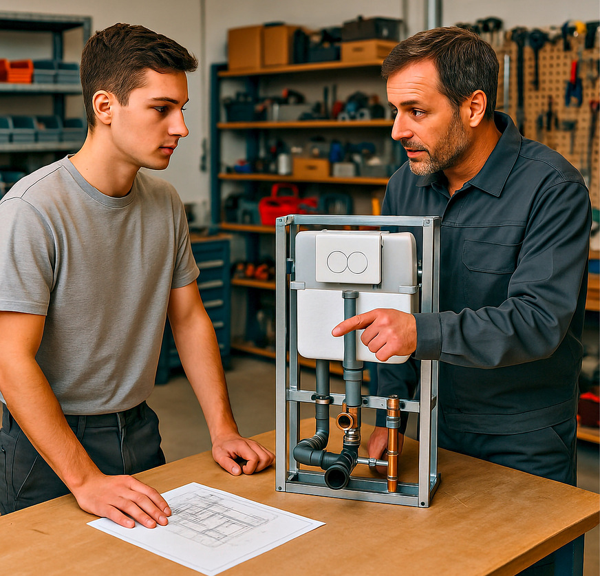 Der Monteur erklärt am Schritt für Schritt, wie aus Planung eine serielle Lösung wird.