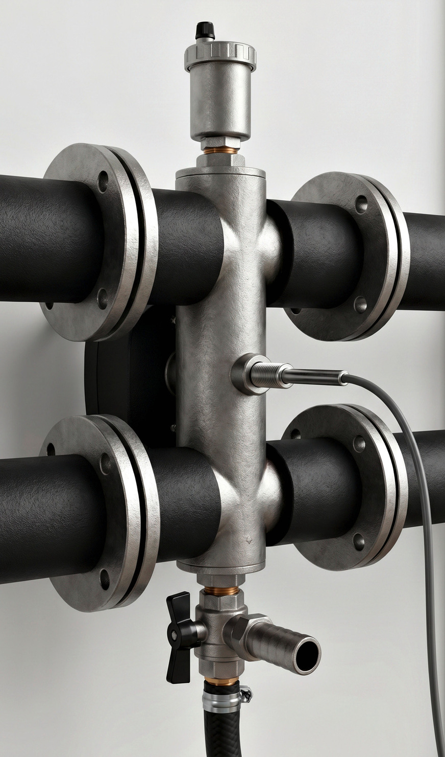 Die hydraulische Weiche entkoppelt Wärmeerzeuger- und Heizkreise voneinander. So können unterschiedliche Volumenströme gefahren werden, ohne dass sich Kesselpumpe und Heizkreispumpen gegenseitig stören.