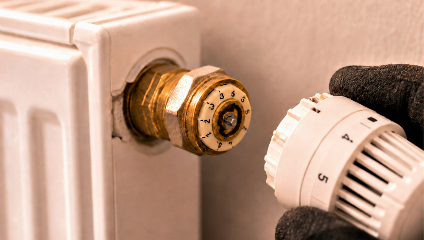 Für den hydraulischen Abgleich muss der Thermostatkopf runter: Erst dann lässt sich der Voreinstellring am Ventil auf den berechneten Wert einstellen.