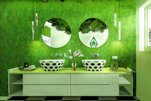  Elements hat sich der Herausforderung eines echten Fan-Bads angenommen und liefert eine Wohlfühloase mit Bundesliga-Ambiente. 