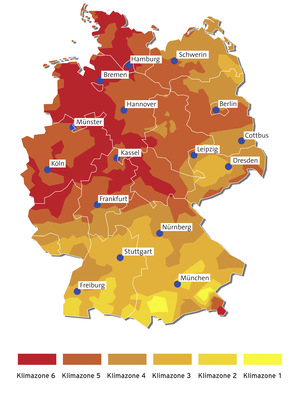  Die Klimazonen in Deutschland weisen im Norden weniger Sonnenintensität aus als im Süden