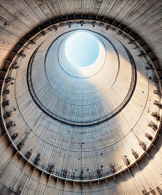 Ein hohler Zylinder mitten in der Landschaft kann durch Konvektion als Naturzugkühlturm effektiv kühlen oder in einem Aufwindkraftwerk Bewegungsenergie erzeugen.