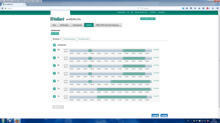 Zeitprogramme lassen sich für alle angeschlossenen Heizkreise und WW-Kreise 
inkl. Zirkulation parametrieren.