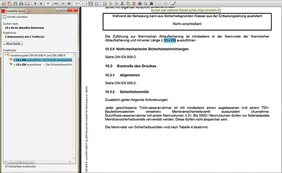 Mit dem stilisierten Fernrohr oder - STRG + UMSCHALT + F - ruft man die 
„große“ Suche auf mit den zugehörigen Textstellen am linken Seitenrand