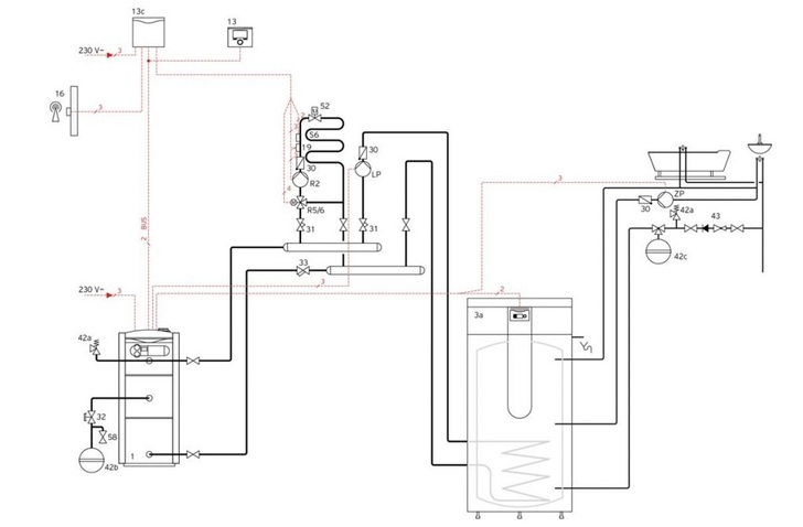 Hydraulik-Plan mit zusätzlichen Wärmeerzeuger Grafik: Vaillant