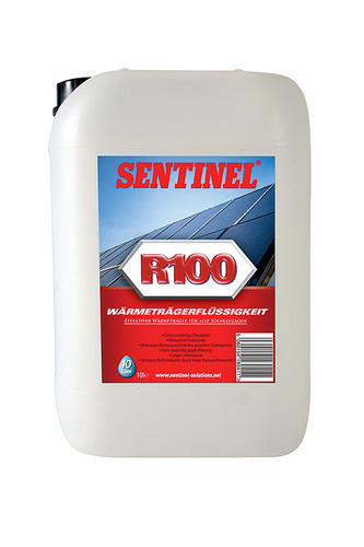 Gebrauchsfertige Reiniger- und Wärmeträgerflüssigkeit gibt es zum Beispiel 
bei Sentinel Deutschland in verschiedenen Gebindegrößen (Bild: Sentinel)