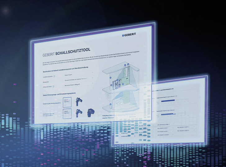 Mit dem Geberit Schallschutztool können alle am Bauprozess Beteiligten schnell und einfach feststellen, mit welchen Systemen und Produkten sie den geforderten Schallschutz bei ihren Bauprojekten einhalten - © Bild: Geberit
