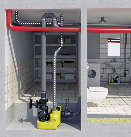 Installation einer Fäkalienhebeanlage mit Führung der Lüftungsleitung über Dach