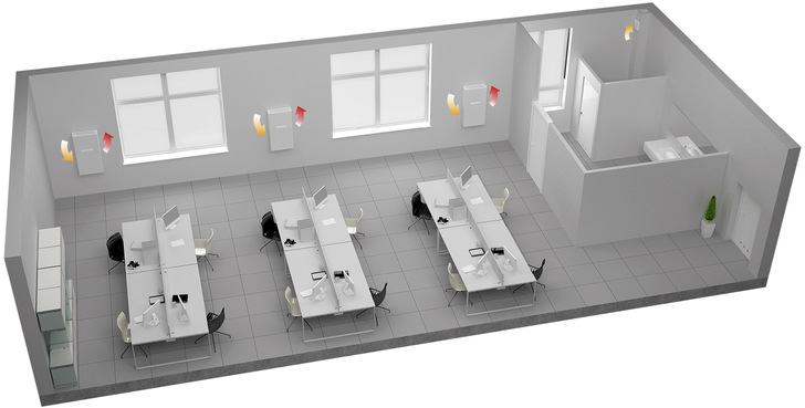 Um ein optimales Ergebnis zu erzielen und den Wohlfühlfaktor der Personen im Raum zu gewährleisten, ist es wichtig, Lüftungsanlagen richtig im Raum zu positionieren. 