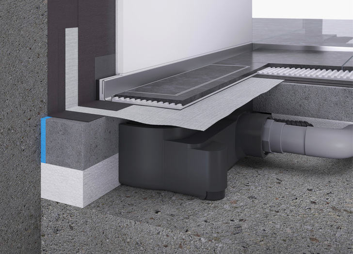 Der Plancofix Connect und die Dallmer-Duschrinnen ­bilden eine funktionelle Einheit im zeitgemäßen Design