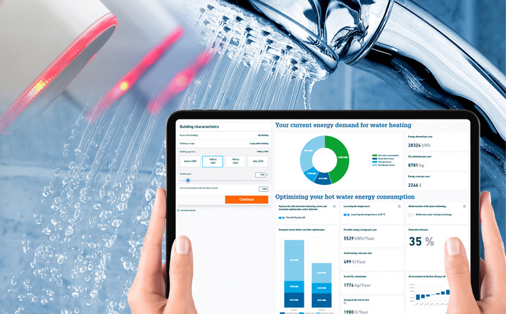 Der Hot Water Energy Calculator ermöglicht die Berechnung des Energieverbrauchs für die Bereitstellung von Trinkwarmwasser im Gebäude - © Bild: GF Piping Systems
