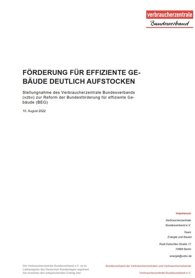 Stellungsnahme der Verbraucherzentrale Bundesverband e.v - © vzbv
