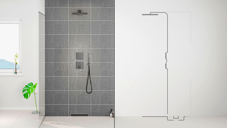 Wirkt auf den ersten Blick wie eine gewöhnliche Dusche, kann aber erheblich Ressourcen sparen, die Recycling-Dusche von Grohe