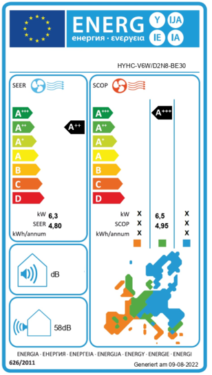 ERP Label mit SCOP Kennwerte - © Hyundai
