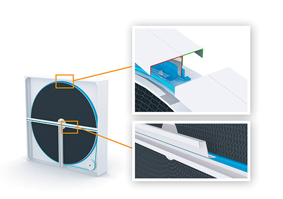 Welchen Vorteil die blau dargestellten Dichtungen für die Effizienz einer Lüftungsanlage darstellen, lesen Sie in diesem Bericht