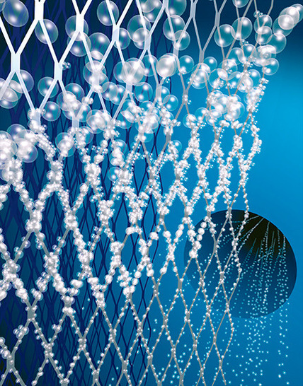 So kann man sich die Anlagerung von Luftbläschen im Mikroblasenabscheider vorstellen