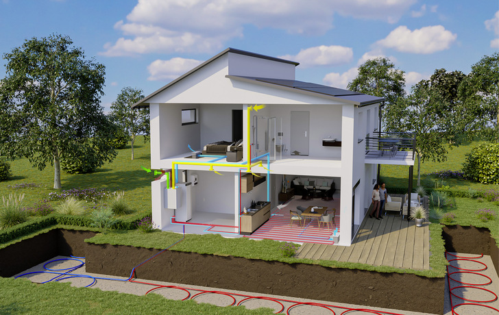 Mit einem Ringgrabenkollektor lässt sich Erdwärme auch dort nutzen wo eine klassische Erdsondenbohrung nicht möglich ist. - © Bild: Nibe
 Mit einem Ringgrabenkollektor lässt sich Erdwärme auch dort nutzen wo eine klassische Erdsondenbohrung nicht möglich ist.