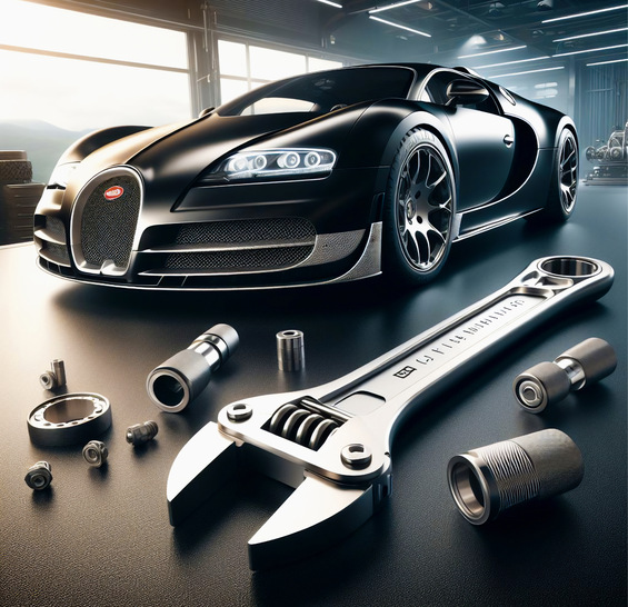 Bugatti Veyron mit einem Drehmomentschlüssel. - © creator/Held/SBZ Monteur
