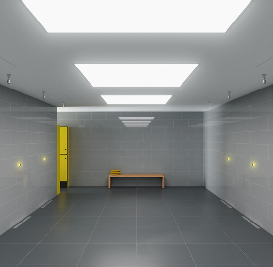 Duschanlage in einer Sportstätte mit „AquaVip-Duscheinheit elektronisch“