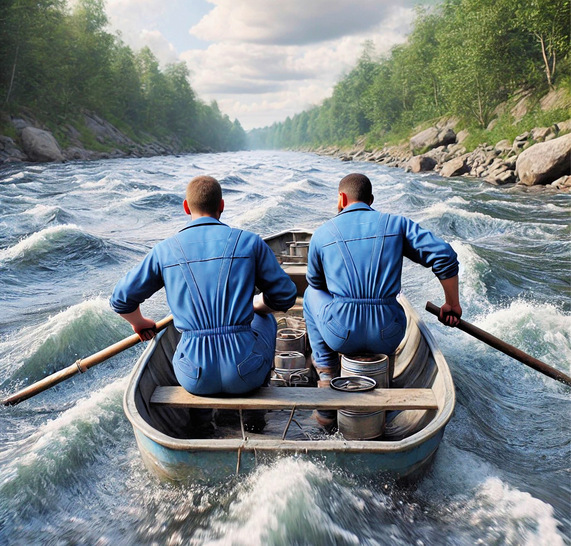 Ein Team rudert gewissermaßen gemeinsam in einem Boot, um sicher ans Ziel zu kommen.