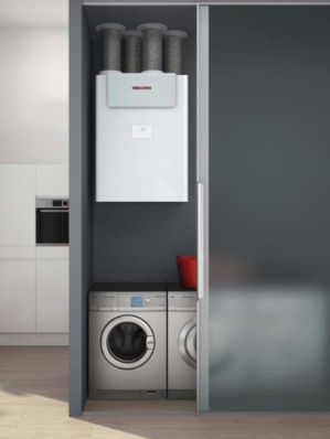 Lüftungsanlagen, hier ein Zentralgerät, lassen sich beispielsweise im Hauswirtschaftsraum installieren 