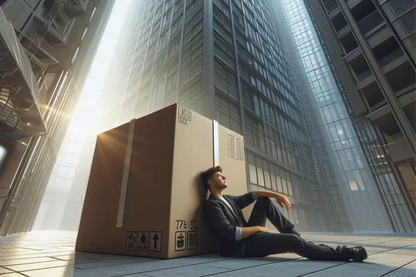  Er sinniert noch: Wie kommt die Kiste ins 7. OG?