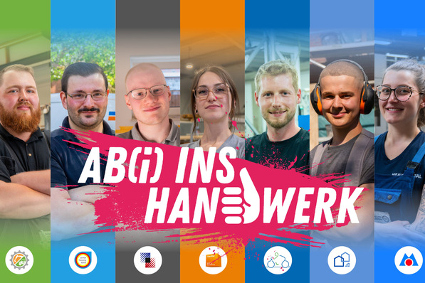 Sieben junge Talente, sieben Handwerksberufe eine Gemeinsamkeit: Sie alle sind Teil des Projektes Ab(i) ins Handwerk und berichten in den sozialen Medien über ihre Erfahrungen.