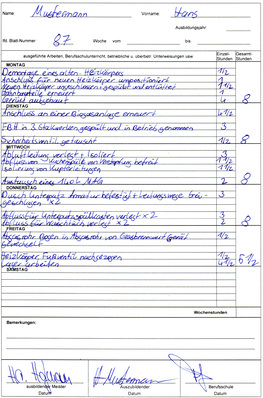 Berichtsheft shk Fachbericht Vorlage