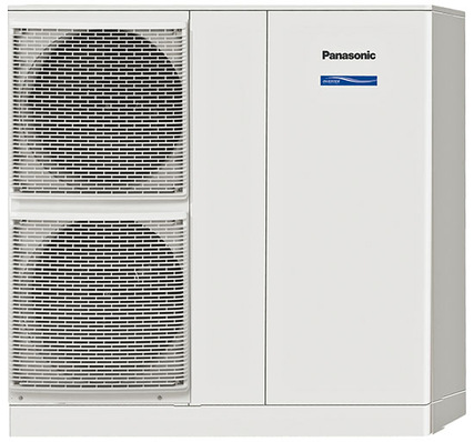 Das Kompaktgerät einer Wärmepumpe lässt äußerlich nicht viel Technik 
erahnen.
(Bild: Panasonic)
