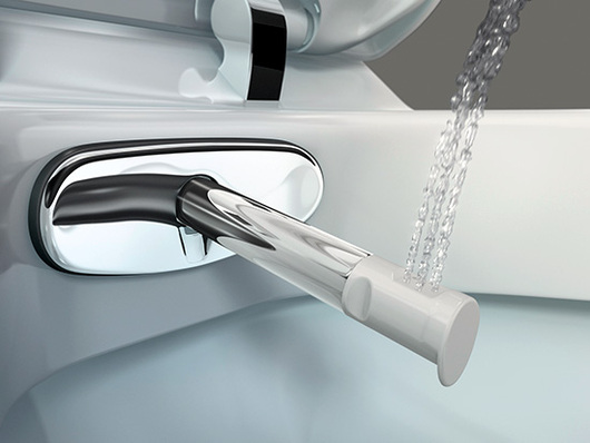 Ein Dusch-WC sorgt mit erwärmtem Wasser komfortabel für eine angenehme 
Körperhygiene
(Bild: Geberit)
