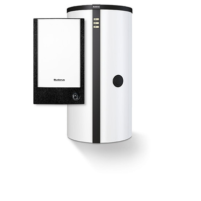 Ein Pufferspeicher kombiniert mit Frischwasserstation
(Bild: Buderus)
