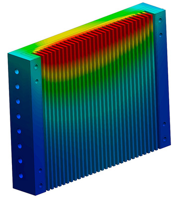 Die Wärmeentwicklung im Wärmetauscher kann per Computersimulation 
verdeutlicht werden. (Bild: Brötje)

